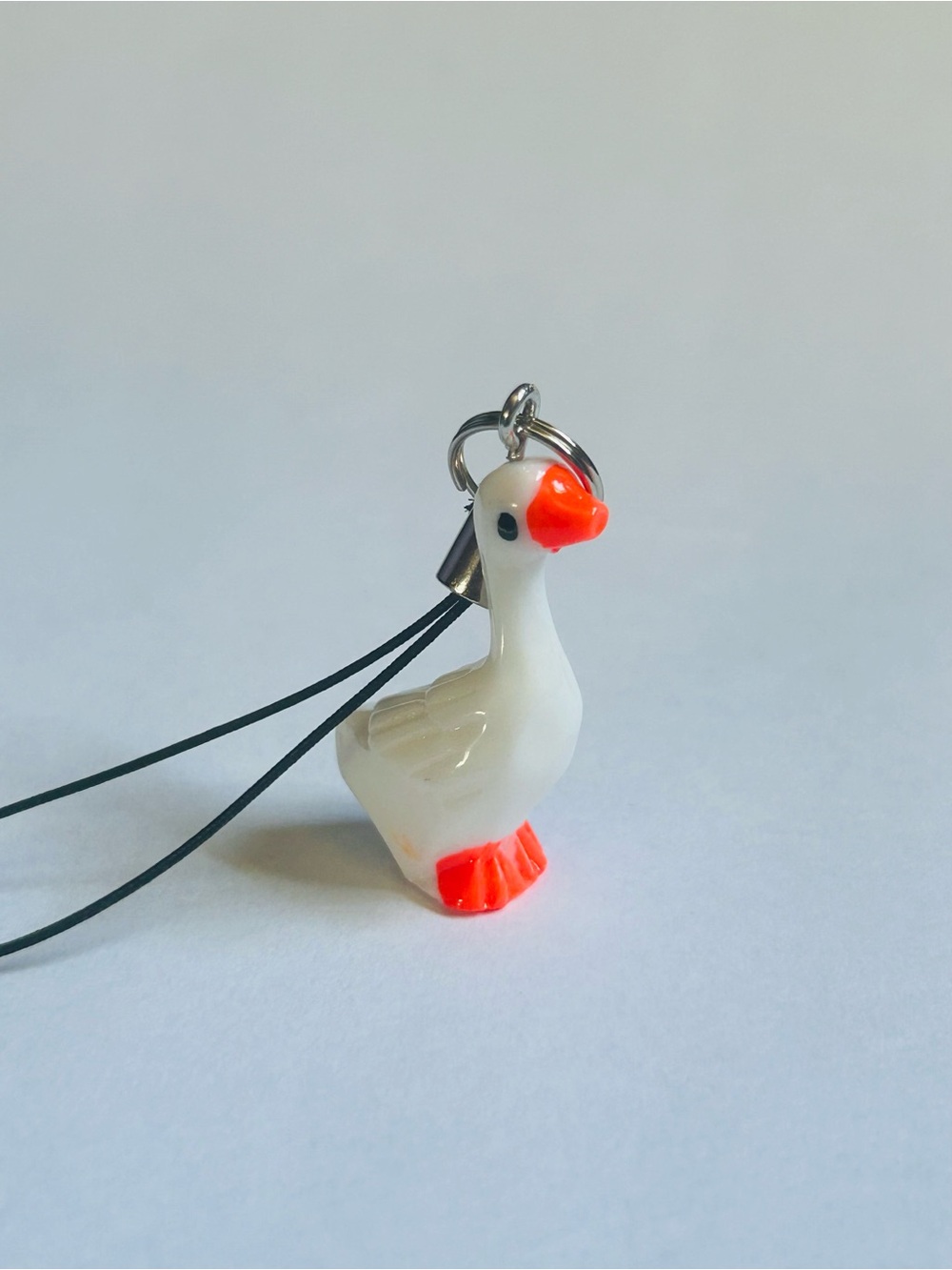 Small White Goose Bird Charm with Orange Beak - Phone Charm - Bag Charm